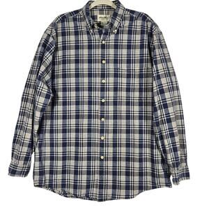 Eddie Bauer Shirt Men Large Tall Blue Plaid Button Down Utility Gorpcore Outdoor